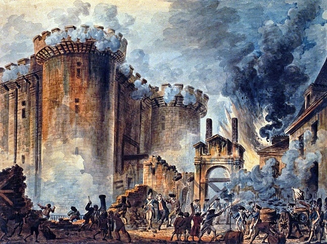 'Toma de la Bastilla'. Por Jean-Pierre Houël. BIBLIOTECA NACIONAL DE FRANCIA