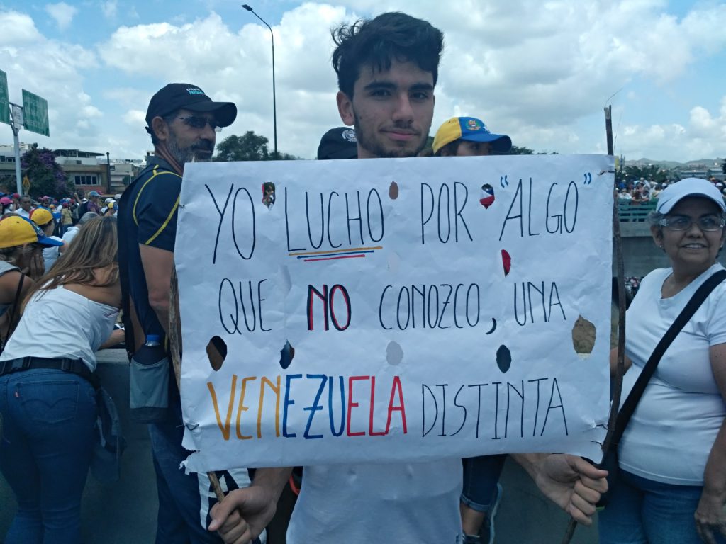 Manifestante venezolano contrario al gobierno. Foto: Manuel Rueda/Agência Pública.