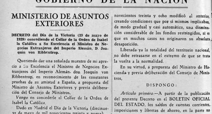 Una orden para honrar a presidentes, ministros y… fascistas