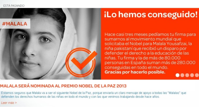 Malala, de camino al Nobel de la Paz