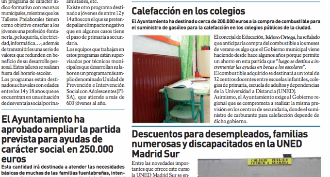 Fuenlabrada gasta 100.000 euros al año en imprimir el periódico mensual del consistorio