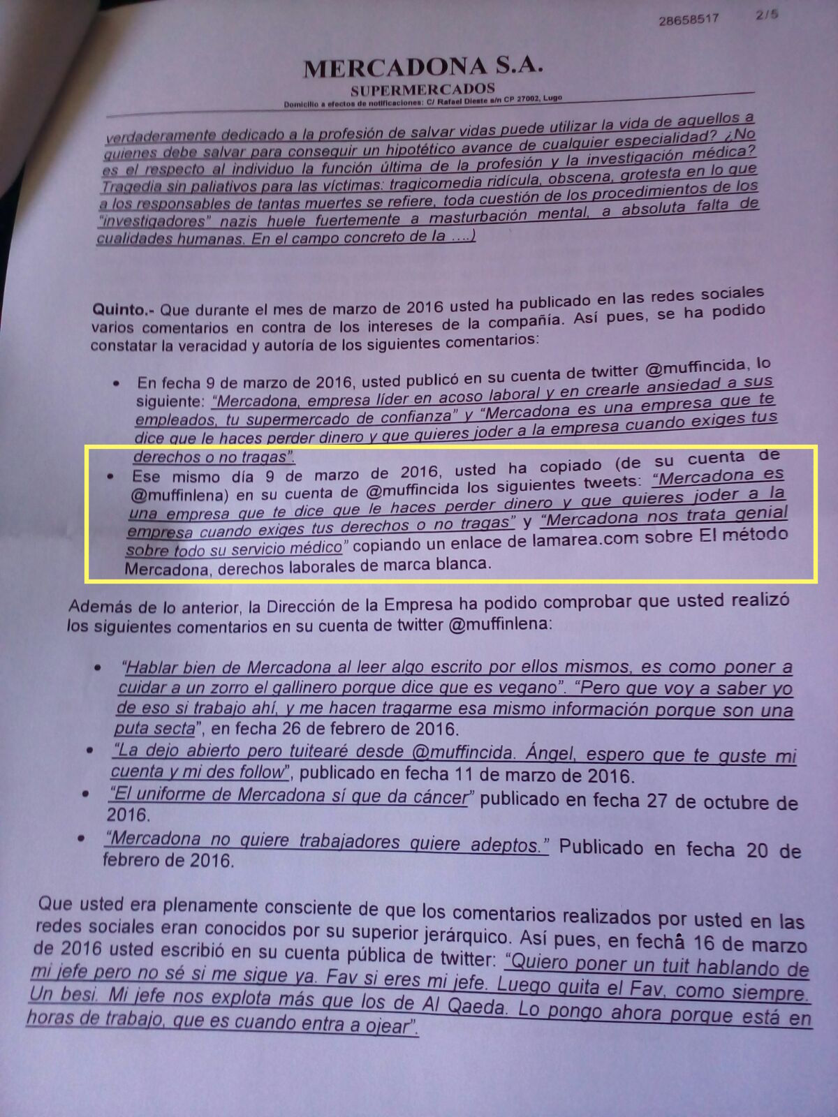 Mercadona despide a una empleada de baja por criticar en 