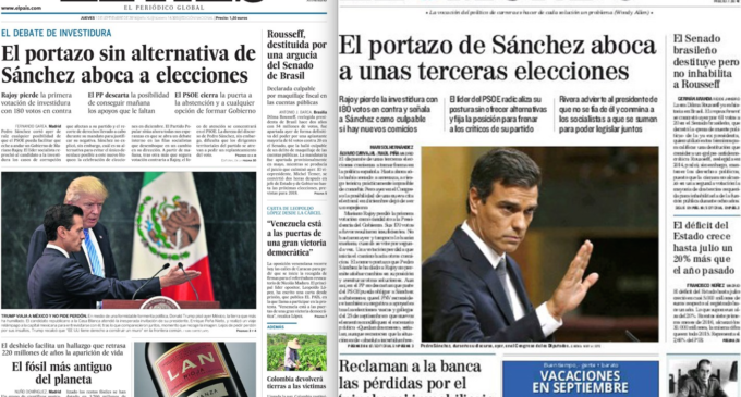 Los grandes medios coinciden: Pedro Sánchez culpable, Rajoy inocente