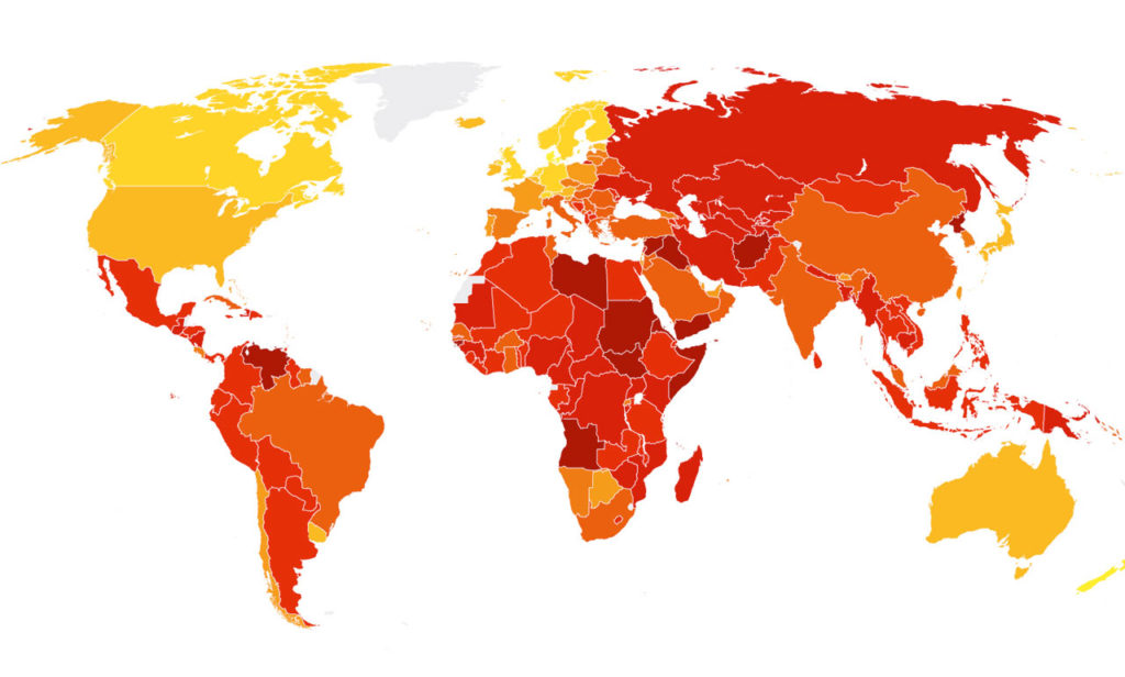 Mapa del Índice de Percepción de la Corrupción 2016 I La Marea