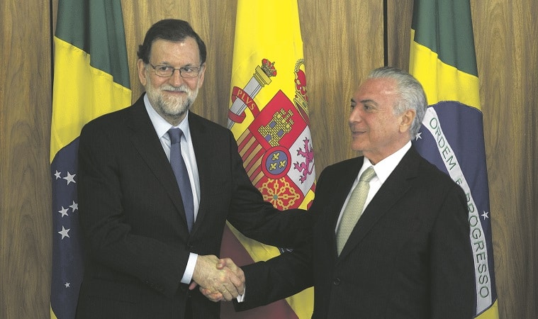 Mariano Rajoy junto al presidente Michel Temer. Foto: Mercosur.
