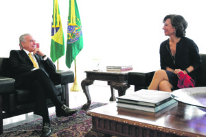 El presidente Michel Temer con Ana Botin, presidenta del Grupo Santander. Foto: Beto Barata/PR.