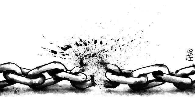'Segamos cadenas', ilustración de Atxe.