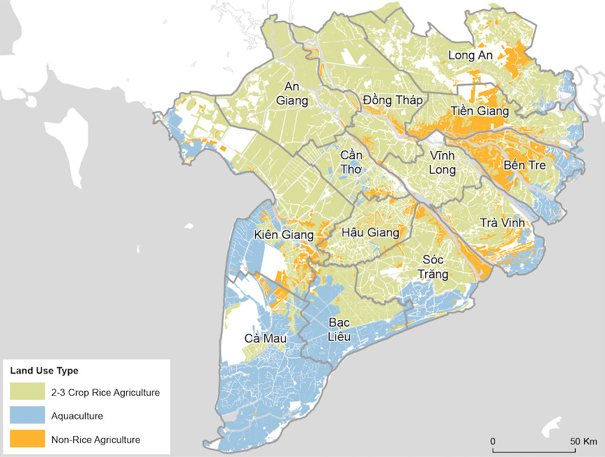 Mapa económico del delta del Mekong. / Servicios Cartográficos de la Universidad de Southampton