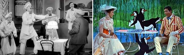 Fotograma de 'Volga-Volga' (1938), de Aleksandrov, a la izquierda. Y 'Mary Poppins' (1964).