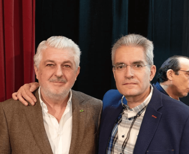 José María Ruiz Puerta, a la derecha, junto a Arturo Cutillas Cordón, número 1 al Congreso por VOX en La Rioja y antiguo miembro del partido ultra Patria y Libertad