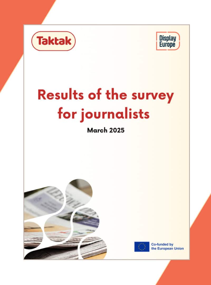 Portada de la encuesta de periodistas freelance en Europa. Fuente: Taktak y Display Europe, con el apoyo de la Unión Europea,