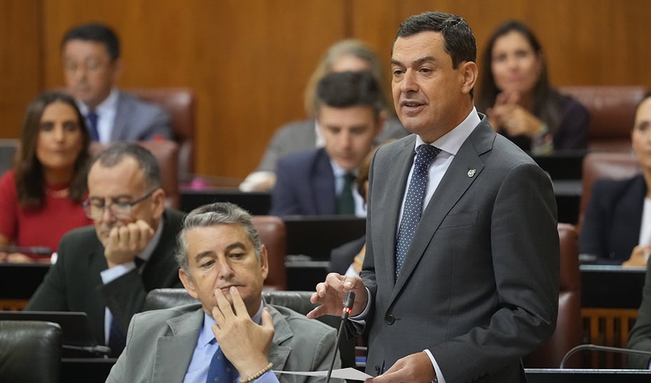 Moreno Bonilla, en una intervención en el Parlamento andaluz. JUNTA DE ANDALUCÍA